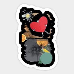 Love sunset sparrow tree Sticker